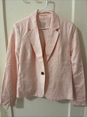 a new day Light Pink Single-Button Linen-Blend Blazer